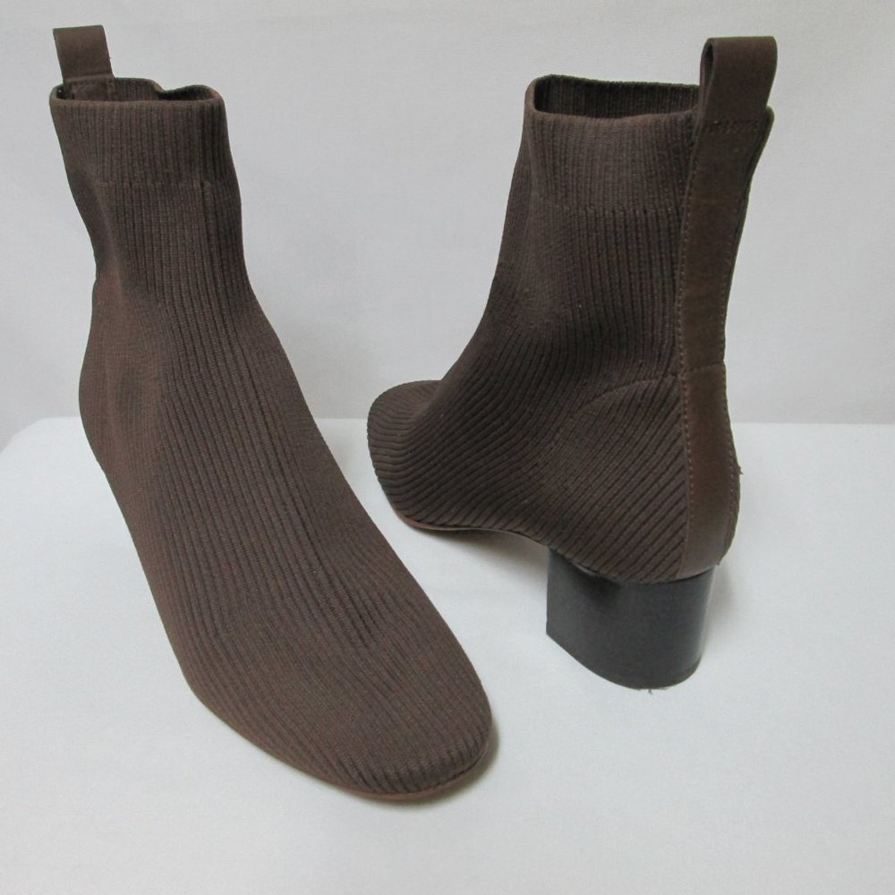 Everlane "The Glove" sock boots ankle booties brown fabric w/ leather Size Sz 10